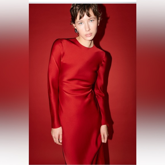 Zara BACK V-NECK DRESS ZW COLLECTION - Picture 3 of 11